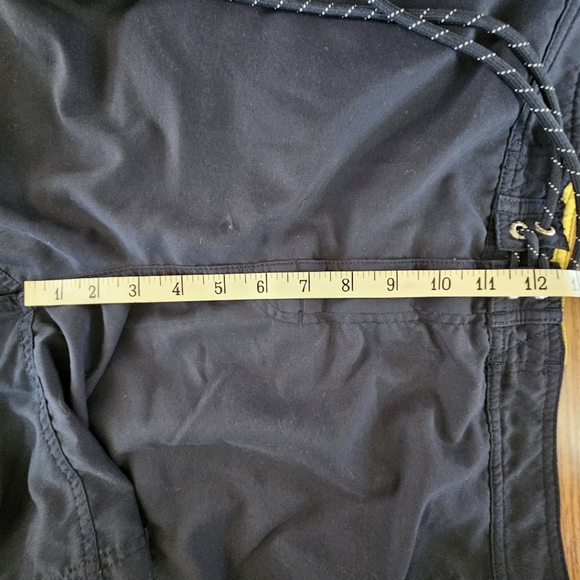 Nautica Navy Blue yellow lined Board Shorts Swim Trunks drawstring Mens size L - Picture 3 of 15
